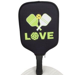 Pickleball Love" Print Universal Fit Neoprene Pickleball Paddle Cover NWOT